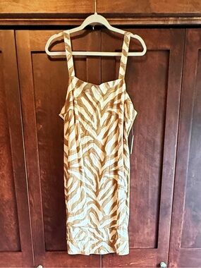 Time and Tru Brown and Cream Zebra-Print Mini Dress